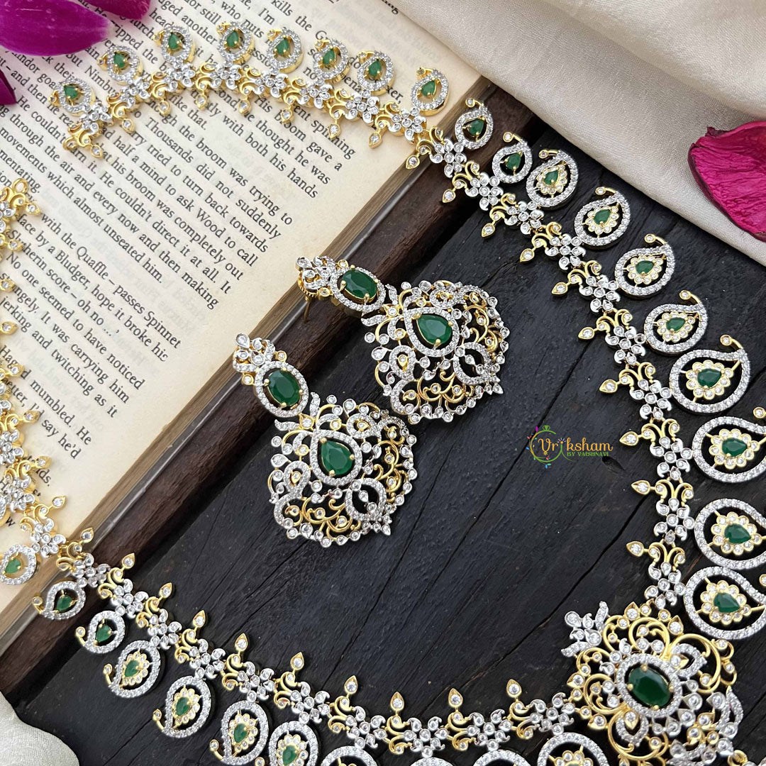 Vriksham Antique Gold & Green Bridal With Manga Statement AD Haram-G20218