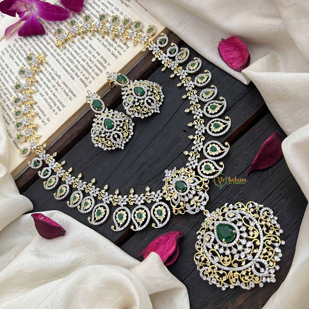 Vriksham Antique Gold & Green Bridal With Manga Statement AD Haram-G20218