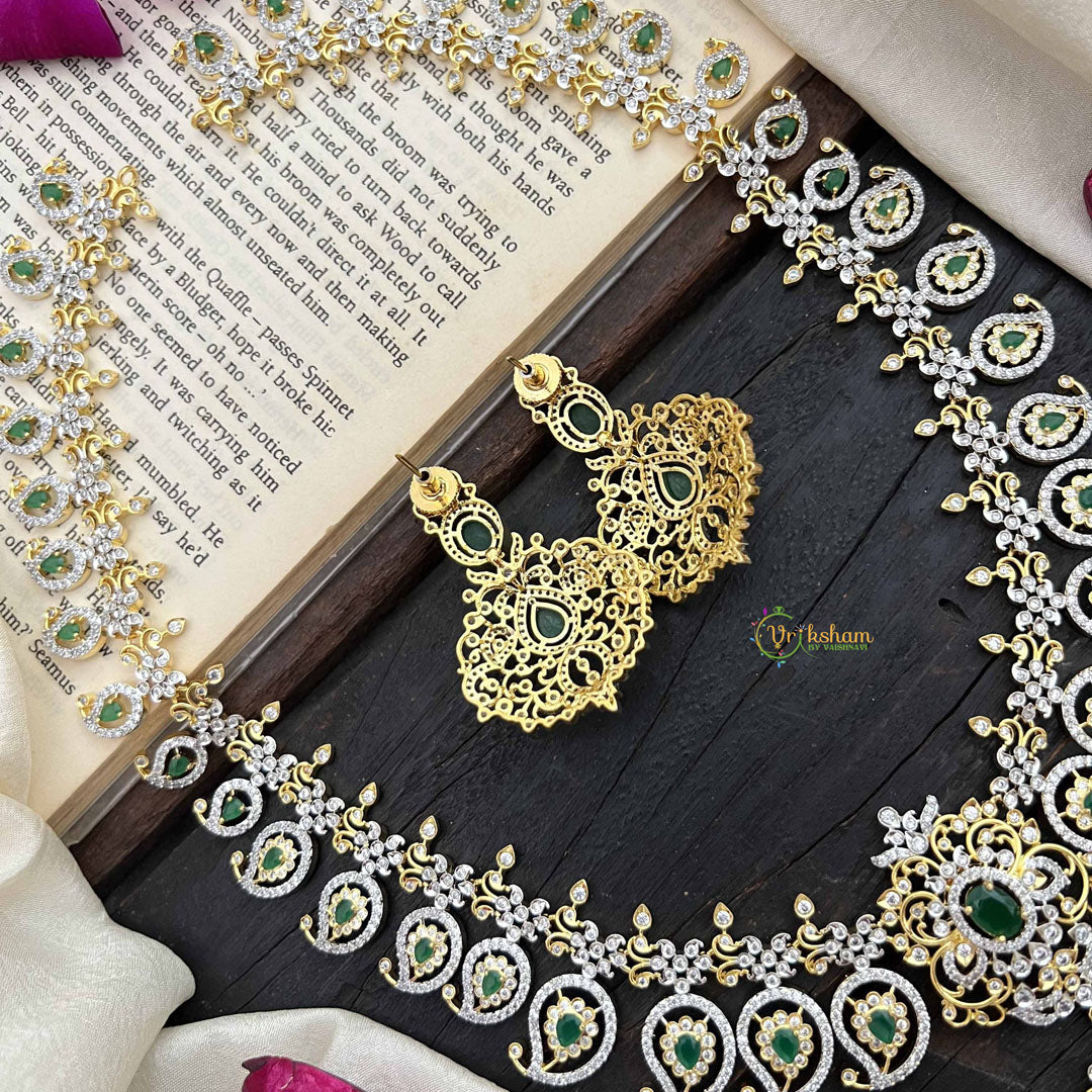 Vriksham Antique Gold & Green Bridal With Manga Statement AD Haram-G20218