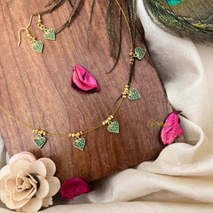 Vriksham Premium Green Heart Style 5 Flexible Pendant Invisible Chain-KG22269