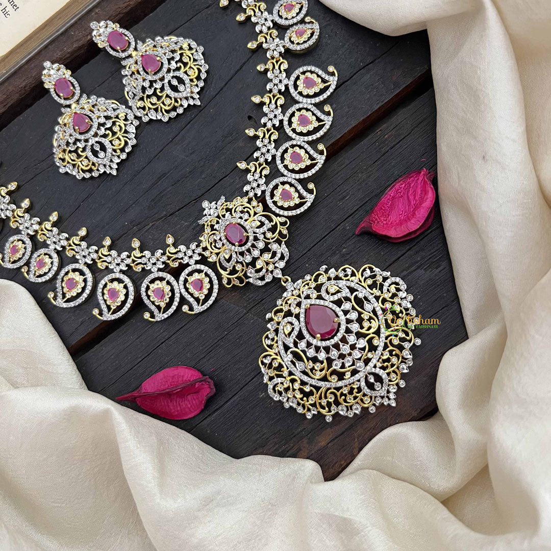 Vriksham Antique Gold & Red Bridal With Manga Statement AD Haram-G20217