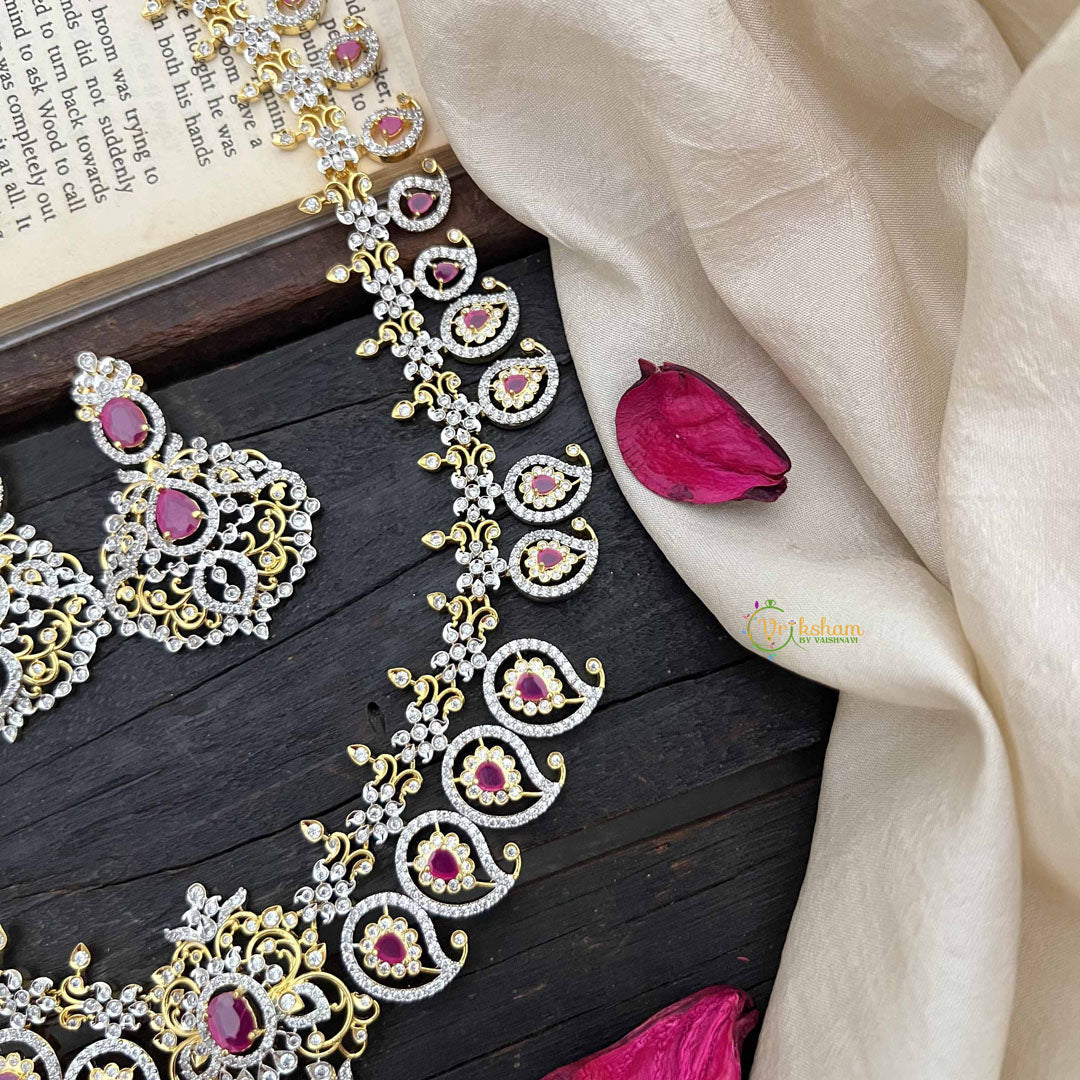 Vriksham Antique Gold & Red Bridal With Manga Statement AD Haram-G20217
