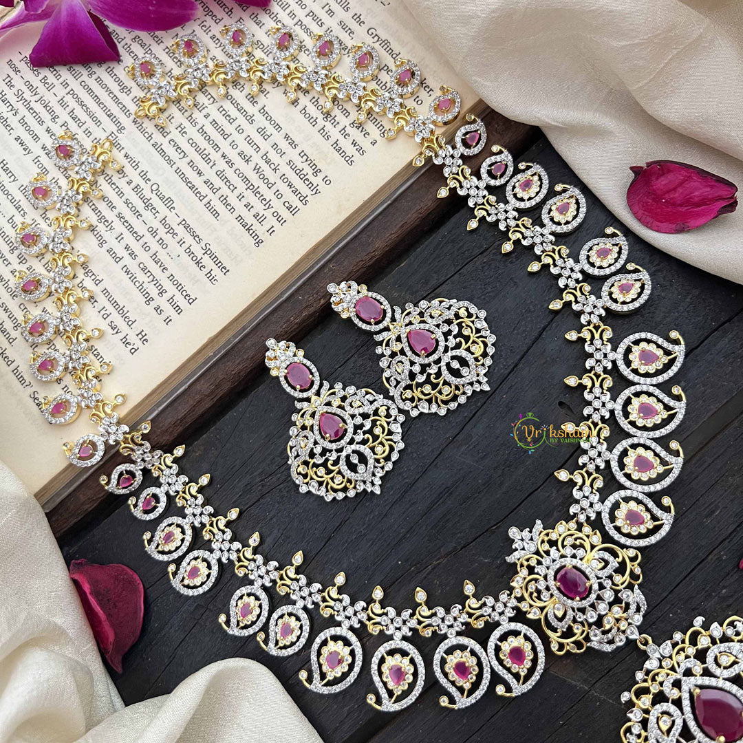 Vriksham Antique Gold & Red Bridal With Manga Statement AD Haram-G20217