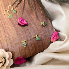 Vriksham Premium Green Heart Style 3 Flexible Pendant Invisible Chain-KG22270