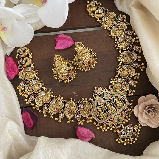 Elegant AD Stone Lakshmi Neckpiece-Gold Bead-G14699