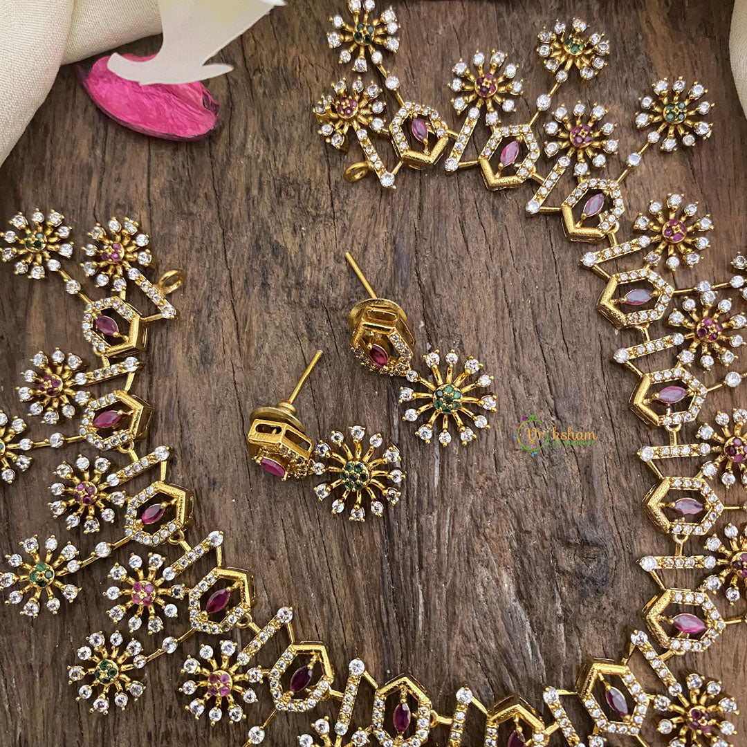 Vriksham Premium Floral AD Stone Short Neckpiece-G16255