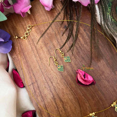 Vriksham Premium Green Heart Style 3 Flexible Pendant Invisible Chain-KG22270