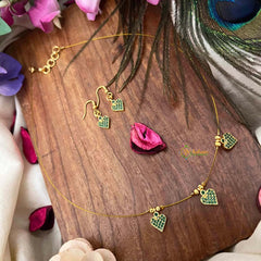Vriksham Premium Green Heart Style 3 Flexible Pendant Invisible Chain-KG22270