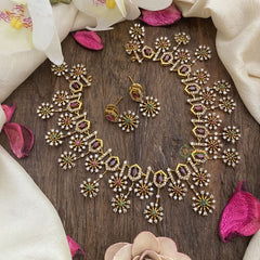 Vriksham Premium Floral AD Stone Short Neckpiece-G16255