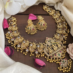 Elegant AD Stone Lakshmi Neckpiece-Gold Bead-G14699