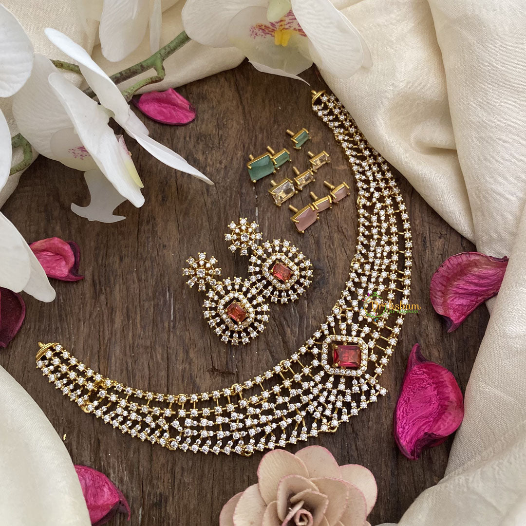 Vriksham Interchangeable American Diamond Short Neckpiece-G16260