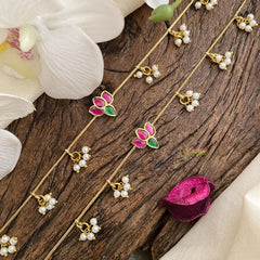 Vriksham Precious Jadau Kundan Anklets -Lotus With Pearl-J2859