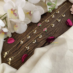 Vriksham Precious Jadau Kundan Anklets -Lotus With Pearl-J2859