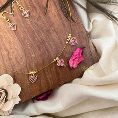 Vriksham Premium Pink Heart Style 3 Flexible Pendant Invisible Chain-KG22276