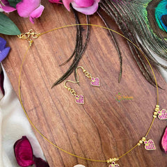 Vriksham Premium Pink Heart Style 3 Flexible Pendant Invisible Chain-KG22276