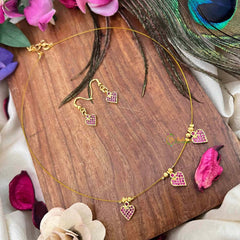 Vriksham Premium Pink Heart Style 3 Flexible Pendant Invisible Chain-KG22276