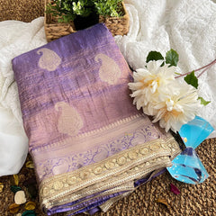 Lavender Jhanvi Kapoor Crush Organza Saree-Handloom-VS3484