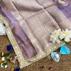 Lavender Jhanvi Kapoor Crush Organza Saree-Handloom-VS3484