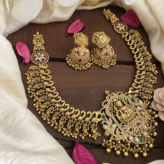 Premium AD Stone Lakshmi Neckpiece-Gold Bead-G14716