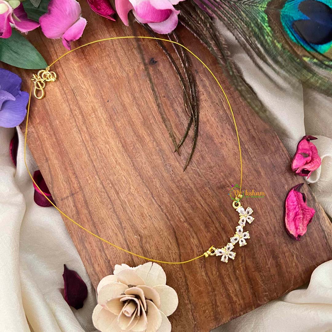 Vriksham Handcrafted Triple Butterfly Motif Pendant Invisible Chain-KG22279