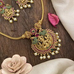 Vriksham Lakshmi Pendant Addigai Short Neckpiece-Pearl-G16262