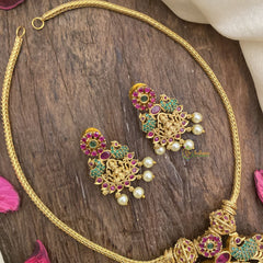 Vriksham Lakshmi Pendant Addigai Short Neckpiece-Pearl-G16262