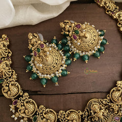 Premium Lakshmi Neckpiece-Pearl-Green Bead-G14717