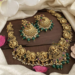 Premium Lakshmi Neckpiece-Pearl-Green Bead-G14717