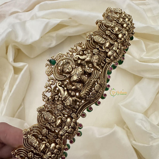 Premium AD Stone Lakshmi Bridal Hipbelt-Green Bead-G14575