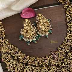 Antique Lakshmi Mayil Neckpiece-Green Bead-G14709