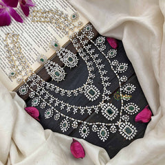 Vriksham Royal Radiances 3 Layered American Diamond Bridal Haram-Green-G20196