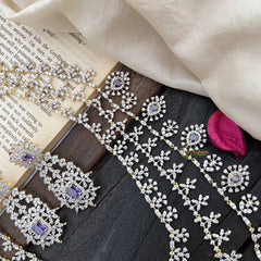 Vriksham Royal Radiances 3 Layered American Diamond Bridal Haram-Purple-G20237