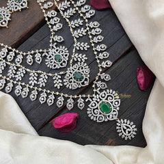 Vriksham Elegant Green Stone Embellished Statement AD Bridal Haram-G20238