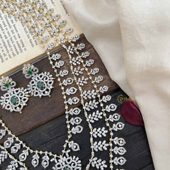 Vriksham Elegant Green Stone Embellished Statement AD Bridal Haram-G20238