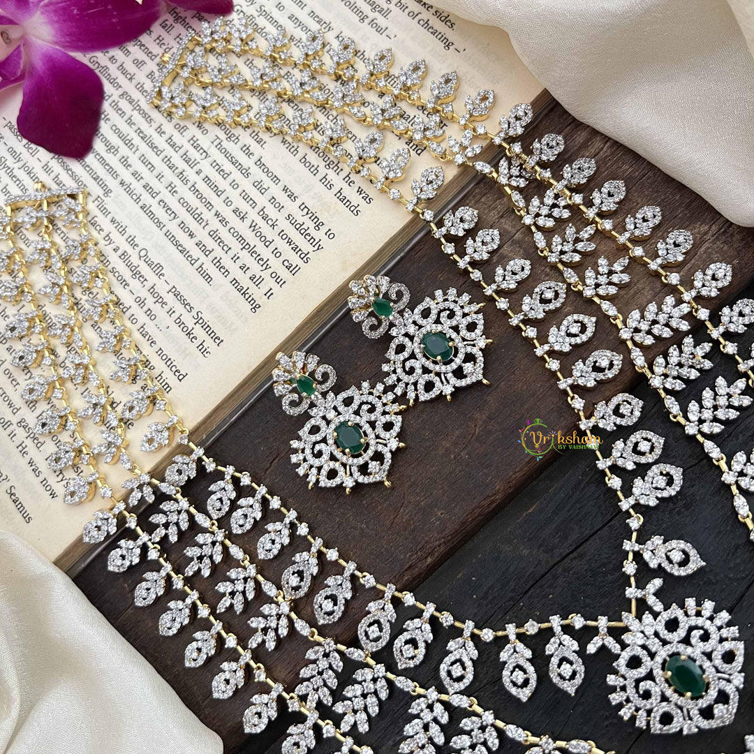 Vriksham Elegant Green Stone Embellished Statement AD Bridal Haram-G20238