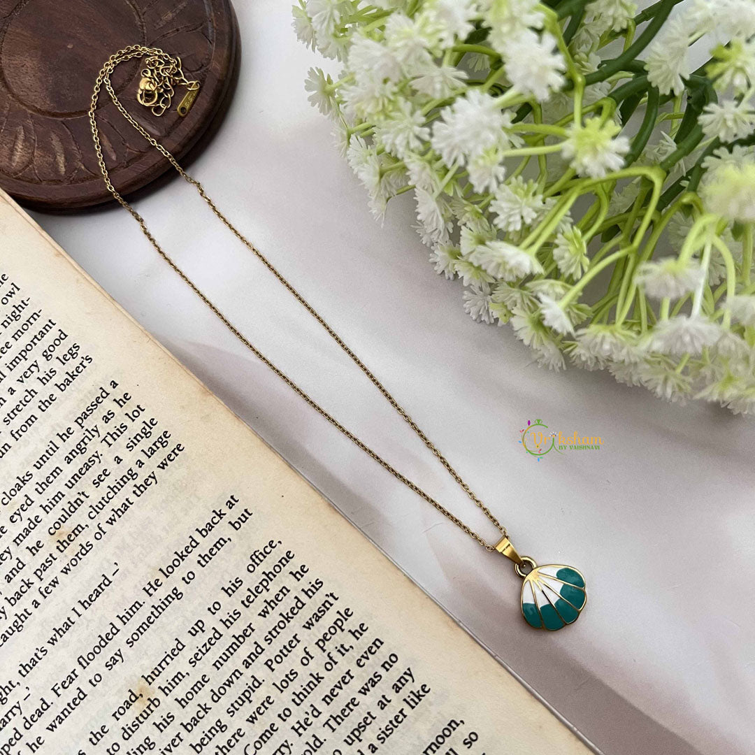 Vriksham Minimalist Gold Look Alike Anti Tarnish White Boho Necklace Chain-Aqua Green-G20937