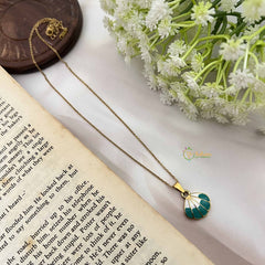 Vriksham Minimalist Gold Look Alike Anti Tarnish White Boho Necklace Chain-Aqua Green-G20937