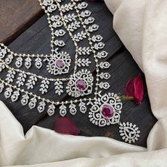 Vriksham Elegant Red Stone Embellished Statement AD Bridal Haram-G20239