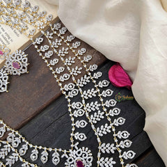 Vriksham Elegant Red Stone Embellished Statement AD Bridal Haram-G20239