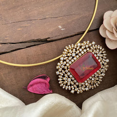 Red AD Stone Pendant Hasli Choker-G14730