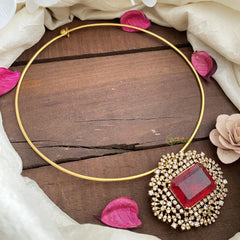 Red AD Stone Pendant Hasli Choker-G14730