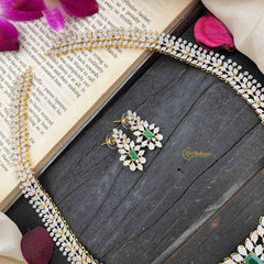 Vriksham Antique Green Centerpiece American Diamond Long Neckpiece-G20235