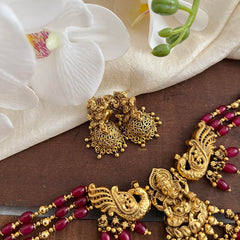 3 Layer Ganpati Pendant Choker-Red& Golden Beads-G13448