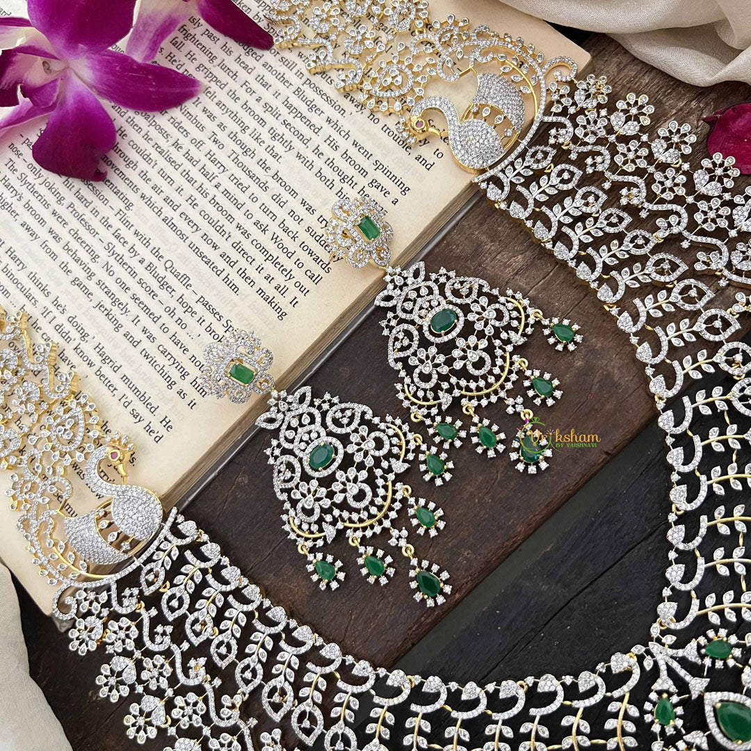 Vriksham Bridal Elegant Design American Diamond Long Neckpiece-G20234