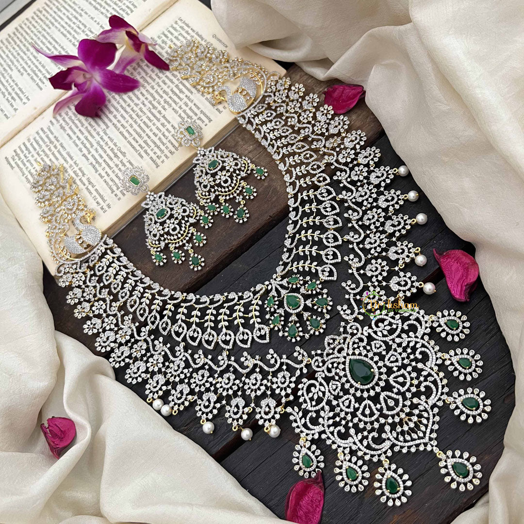 Vriksham Bridal Elegant Design American Diamond Long Neckpiece-G20234