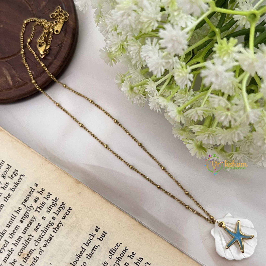 Vriksham Unique beach Vibe Pendant Gold Look Alike Anti Tarnish Necklace Chain-G20942