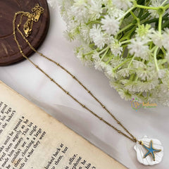 Vriksham Unique beach Vibe Pendant Gold Look Alike Anti Tarnish Necklace Chain-G20942