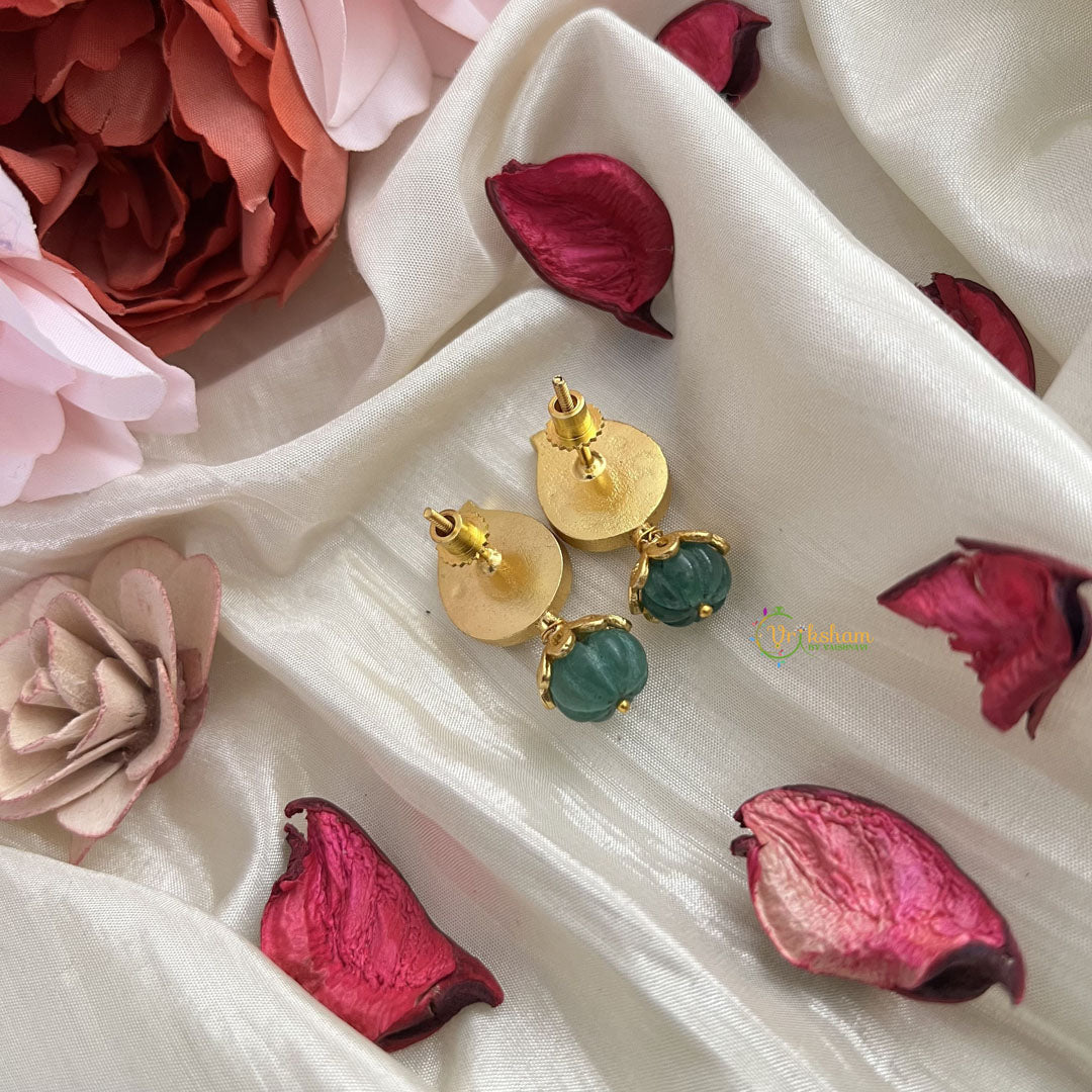Vriksham Antique Maanga Shape Earring-Red Green & White Pastel Green Bead-J3192