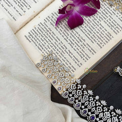Vriksham Premium Teardrop With Purple Accents American Diamond Bridal Haram-G20243