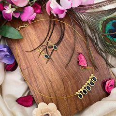 Vriksham Classic Blue Oval shaped 5 Closed Pendant Invisible Chain-KG22304